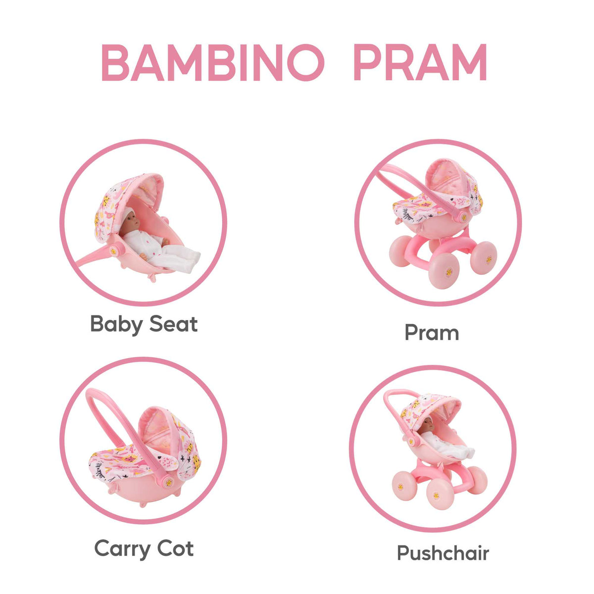 BabyBoo My First 4 in 1 Dolls Pram - Jungle
