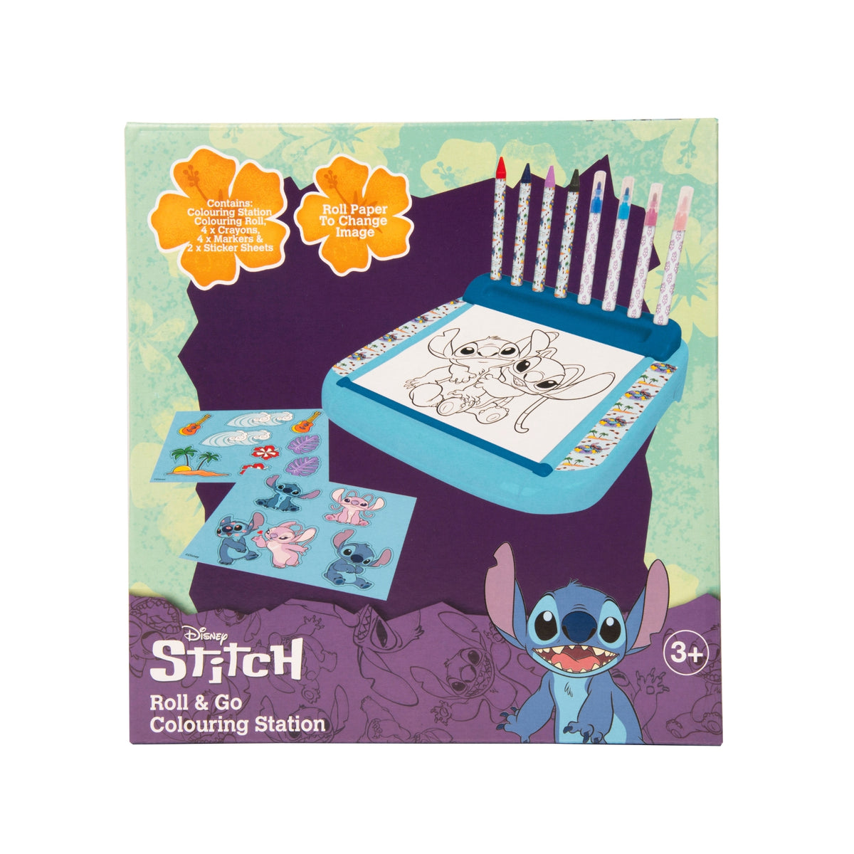 Disney Stitch Roll & Go Colouring Station with 10+ Accessories – Portable Art Set
