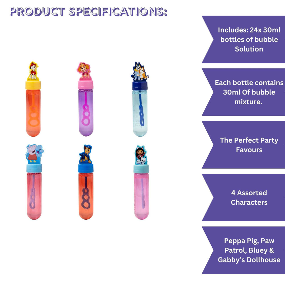 Bubble Wands 24 Pck - Assorted TV Characters