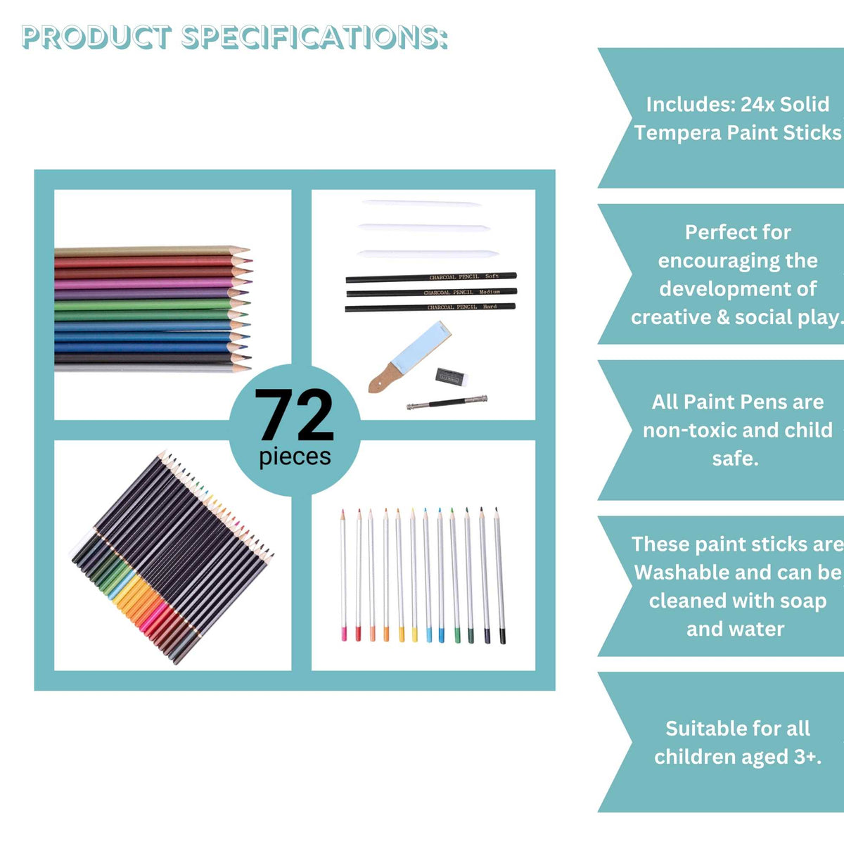 FairFax & Co 72 Piece Pencil Drawing Set – Professional Sketching & Coloured Art Kit