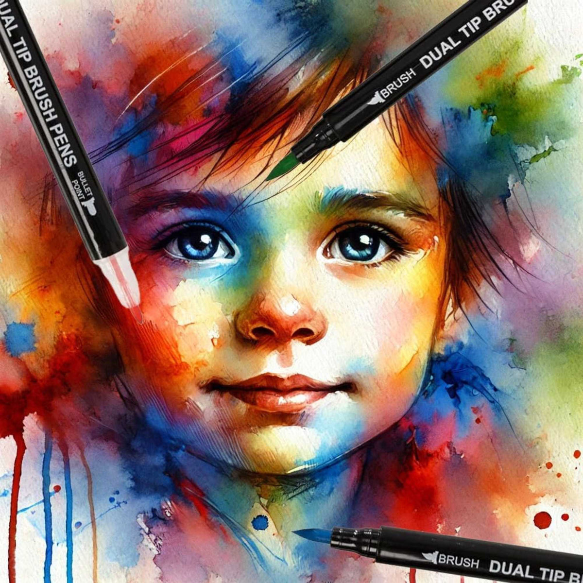 FairFax & Co 36 Dual Tip Watercolour Brush Pens – Art & Colouring Set