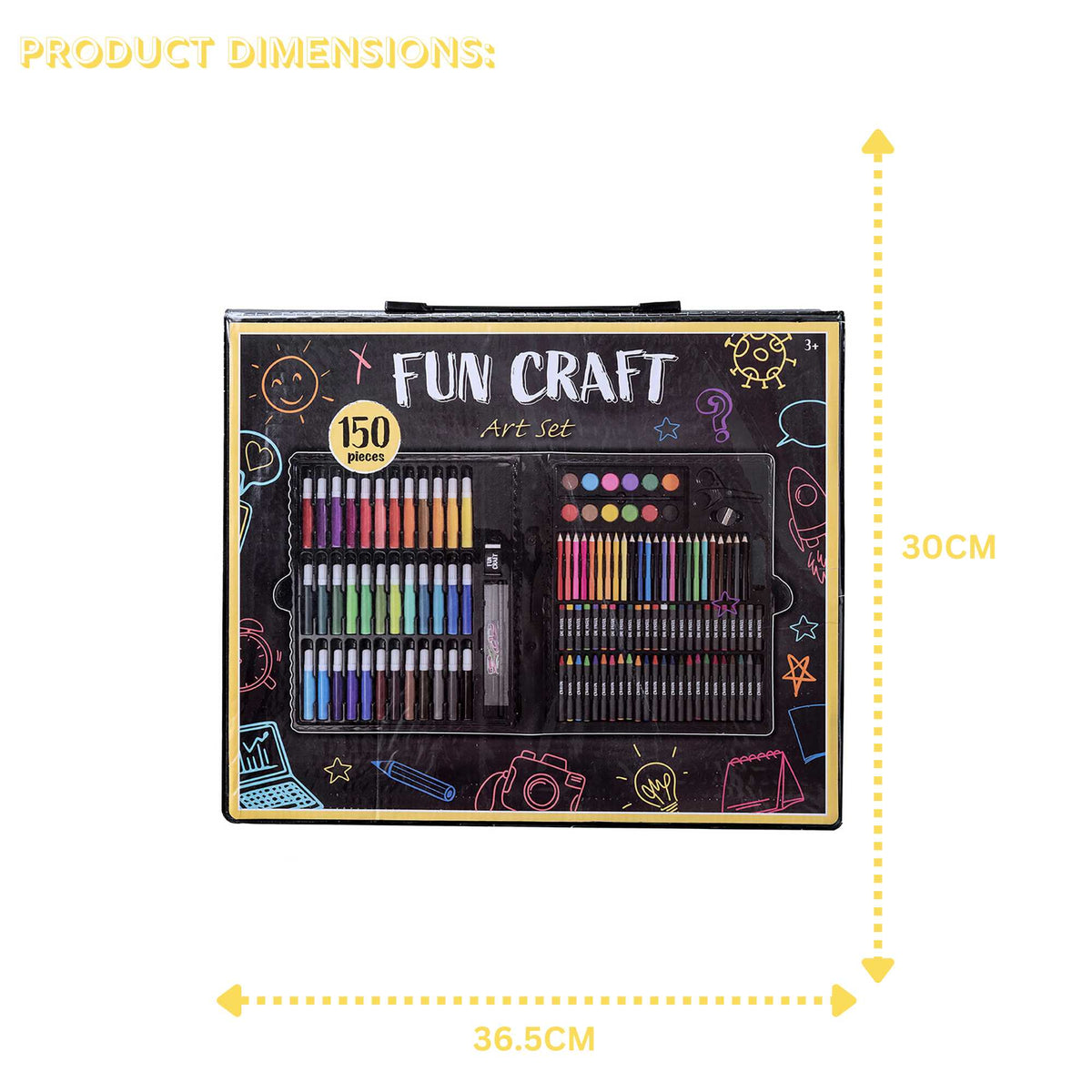 Fun Craft 150 Piece Mixed Media Art Set – Kids Drawing & Painting Kit in Carry Case