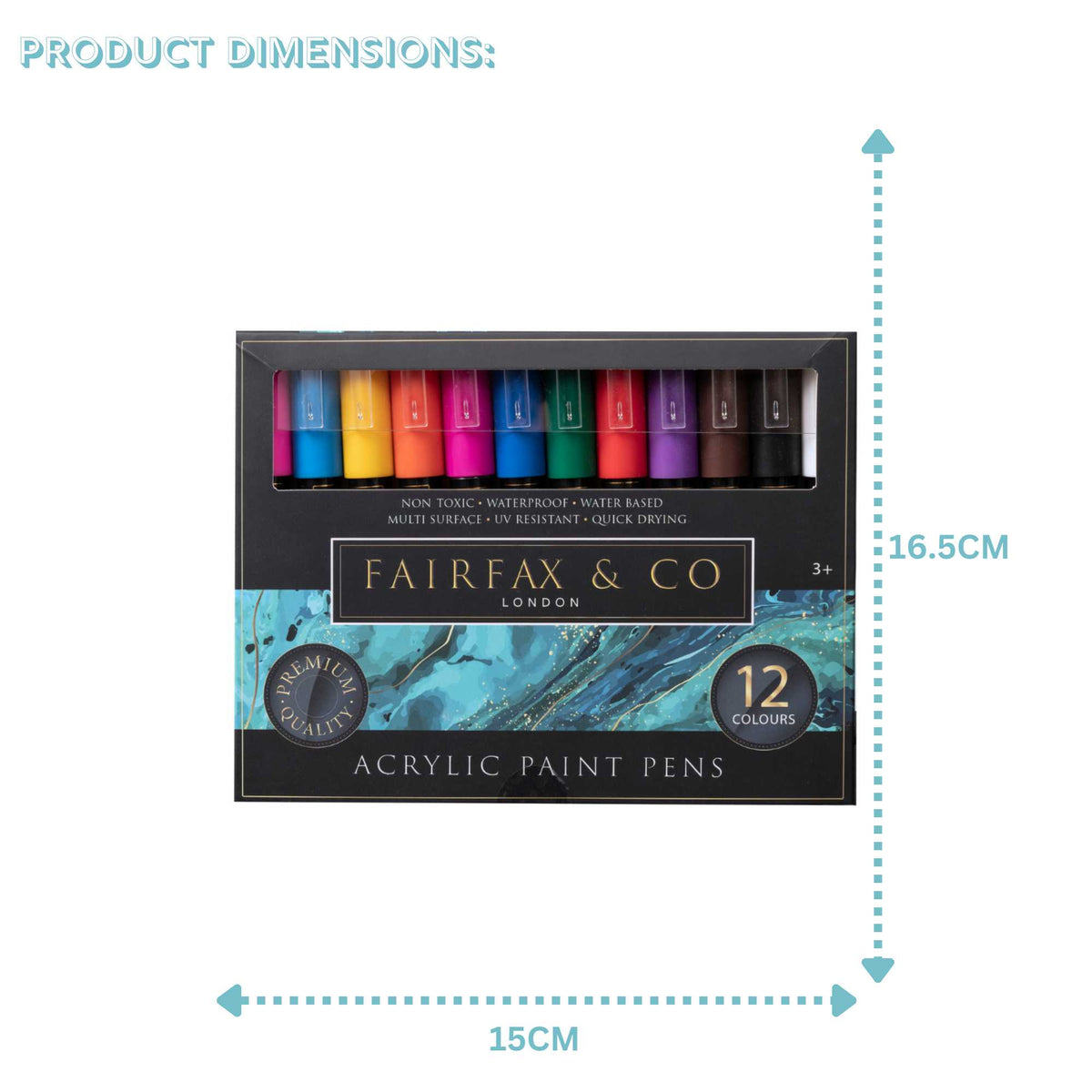 FairFax & Co Acrylic Paint Pen Set – 12 Deluxe Multi-Surface Art Markers