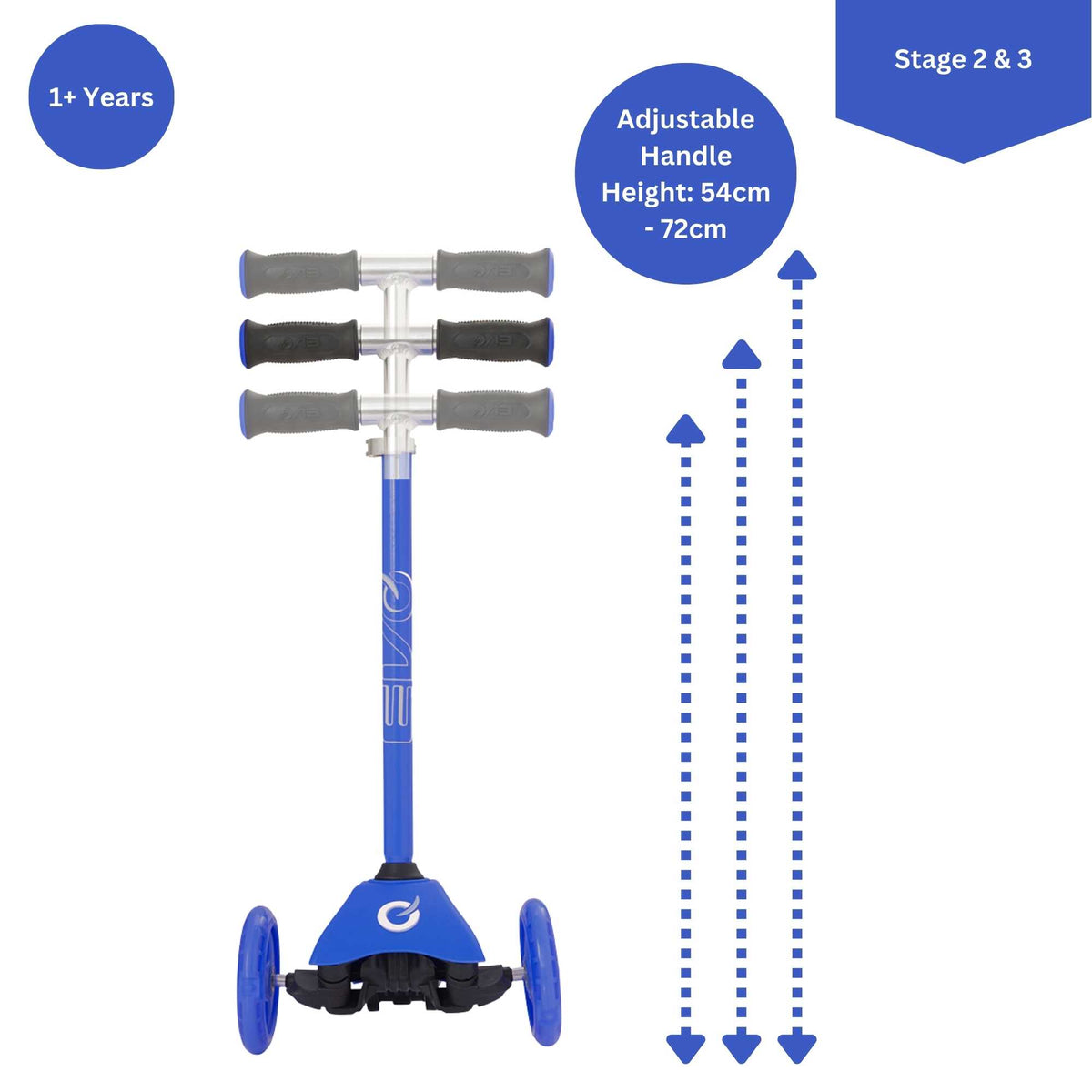 EVO 3 in 1 Cruiser Toddler Ride On & Scooter - Blue