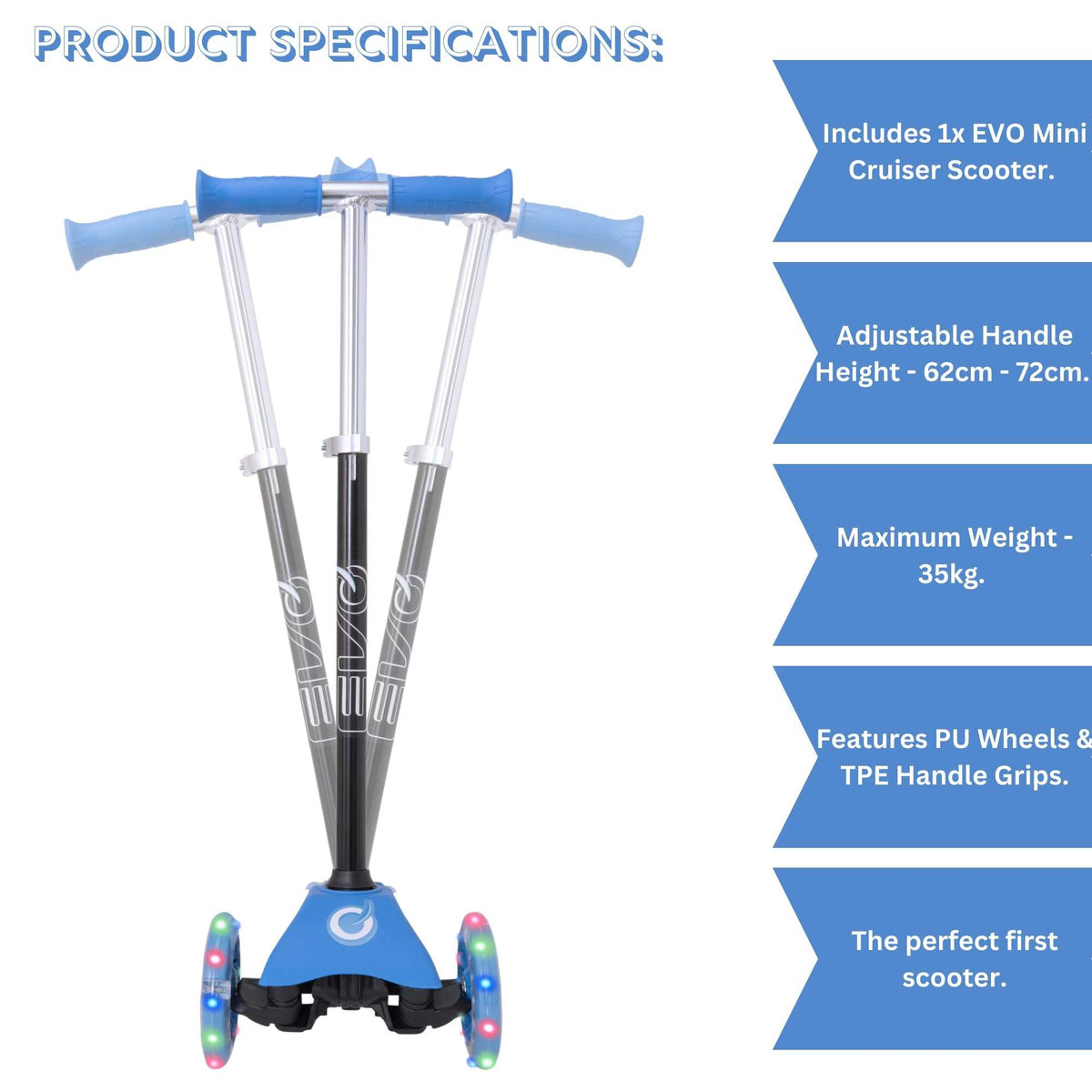 EVO Light Up Mini Cruiser Scooter - Baby Blue