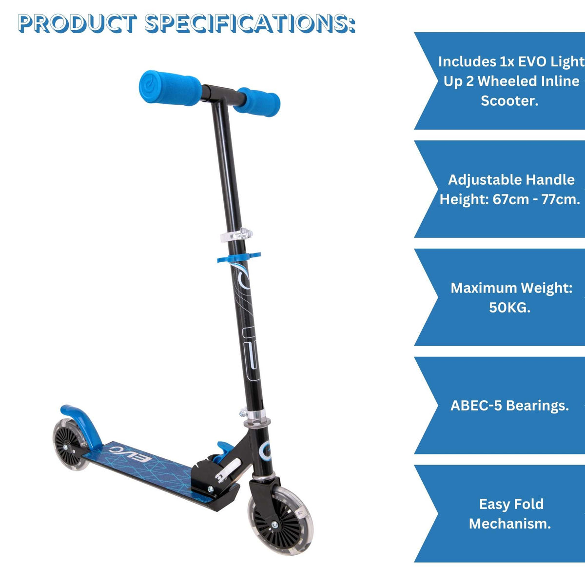 EVO Light Up Inline Scooter - Blue