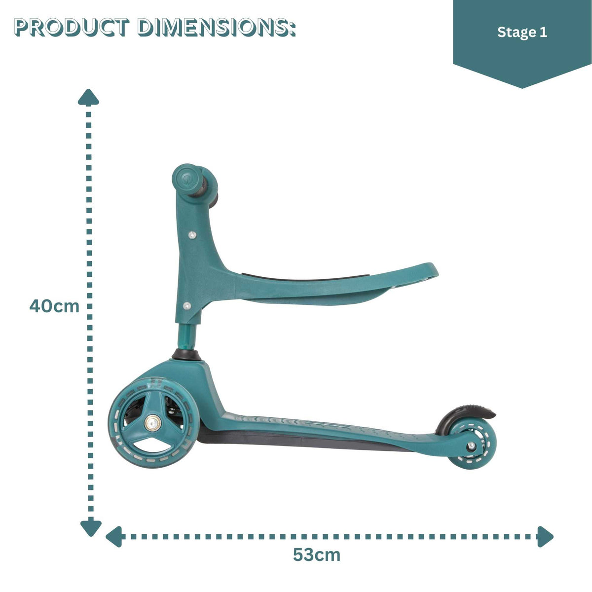 Evo 3 in 1 Cruiser Toddler Ride On & Scooter - Green