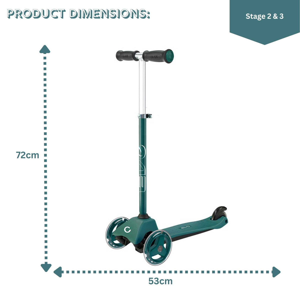 Evo 3 in 1 Cruiser Toddler Ride On & Scooter - Green