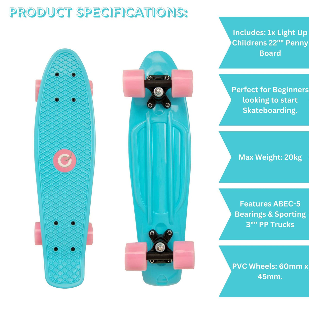 EVO Light-Up Penny Board - Blue & Pink
