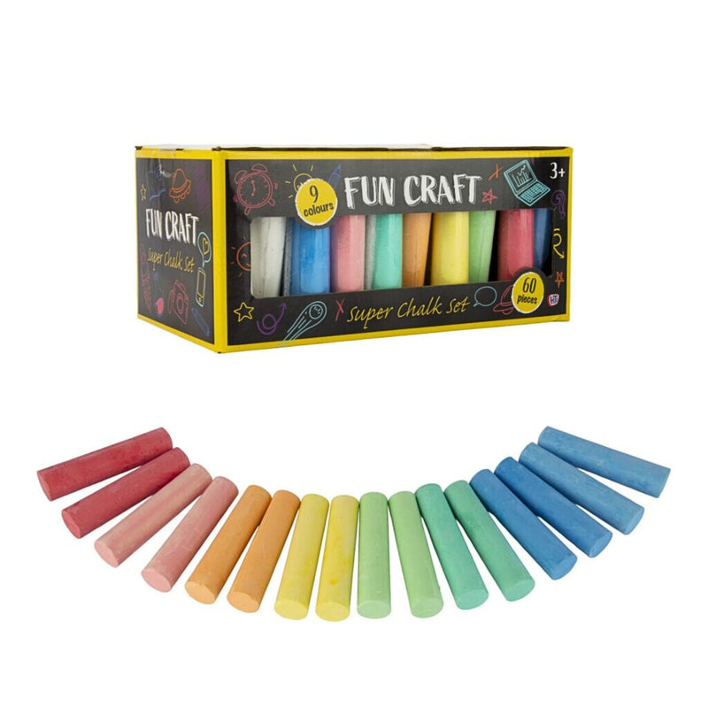 Fun Craft 60 Piece Jumbo Pavement Chalk – Outdoor Drawing Chalk Set for Kids