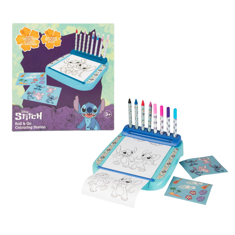 Disney Stitch Roll & Go Colouring Station with 10+ Accessories – Portable Art Set
