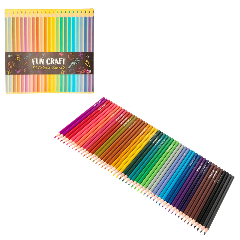 Fun Craft 50 Coloured Pencils – Kids Colouring & Drawing Set