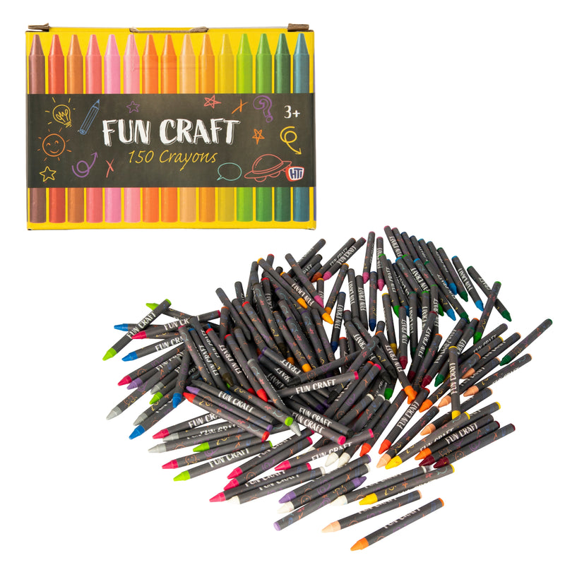Fun Craft 150 Coloured Crayons – Large Kids Colouring & Art Set