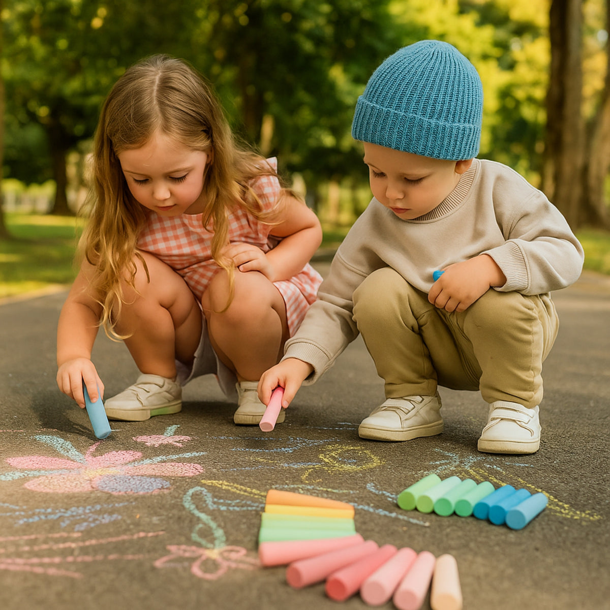 Fun Craft 60 Piece Jumbo Pavement Chalk – Outdoor Drawing Chalk Set for Kids