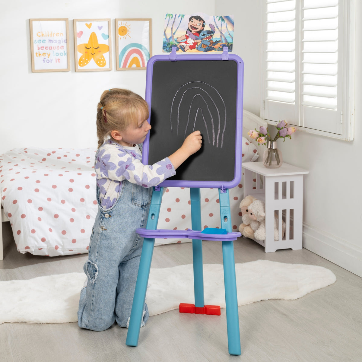 Disney Stitch 2-in-1 Floor Easel – Whiteboard & Chalkboard Set