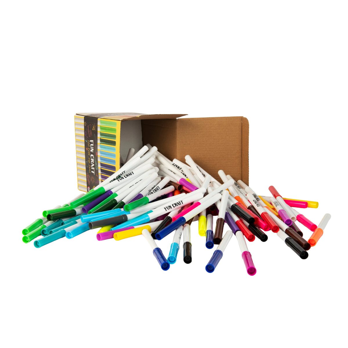 Fun Craft 120 Coloured Felt Tip Pens – Kids Colouring & Drawing Marker Set