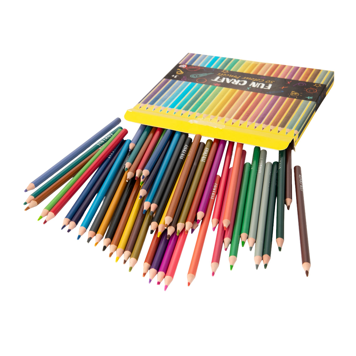 Fun Craft 50 Coloured Pencils – Kids Colouring & Drawing Set