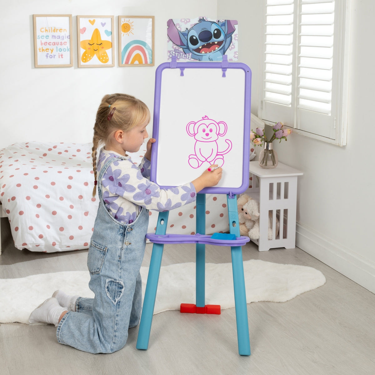 Disney Stitch 2-in-1 Floor Easel – Whiteboard & Chalkboard Set