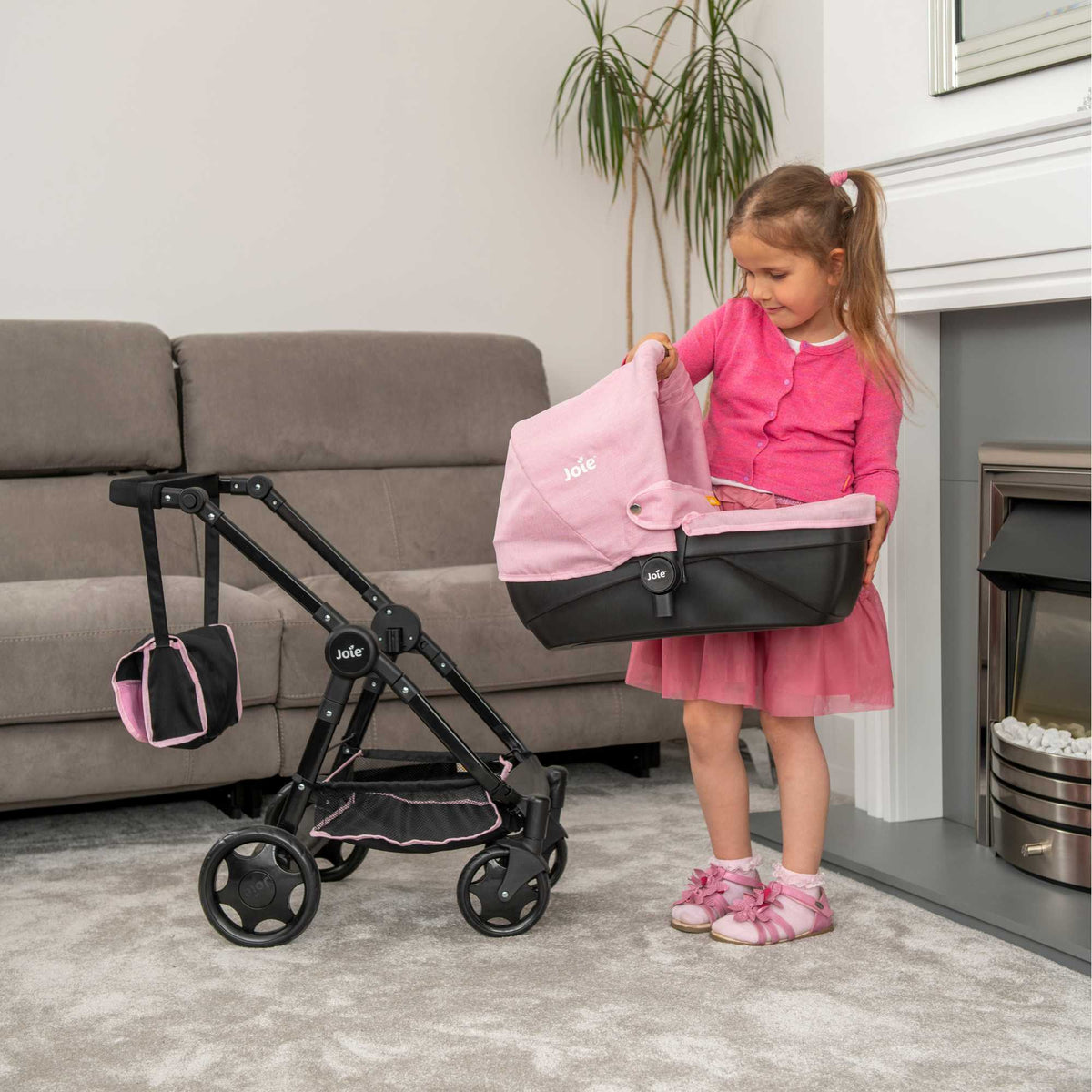 Joie Mytrax Dolls Pram - Pink & Black