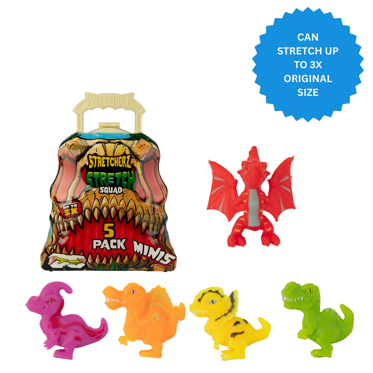 Stretcherz Play Case With 5 Stretchy Figures - Dinosaur