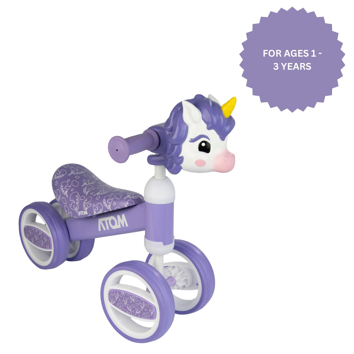 ATOM Childrens Bobble Bike - Purple Unicorn