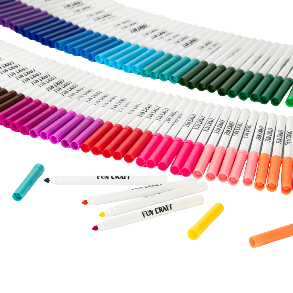 Fun Craft 120 Coloured Felt Tip Pens – Kids Colouring & Drawing Marker Set