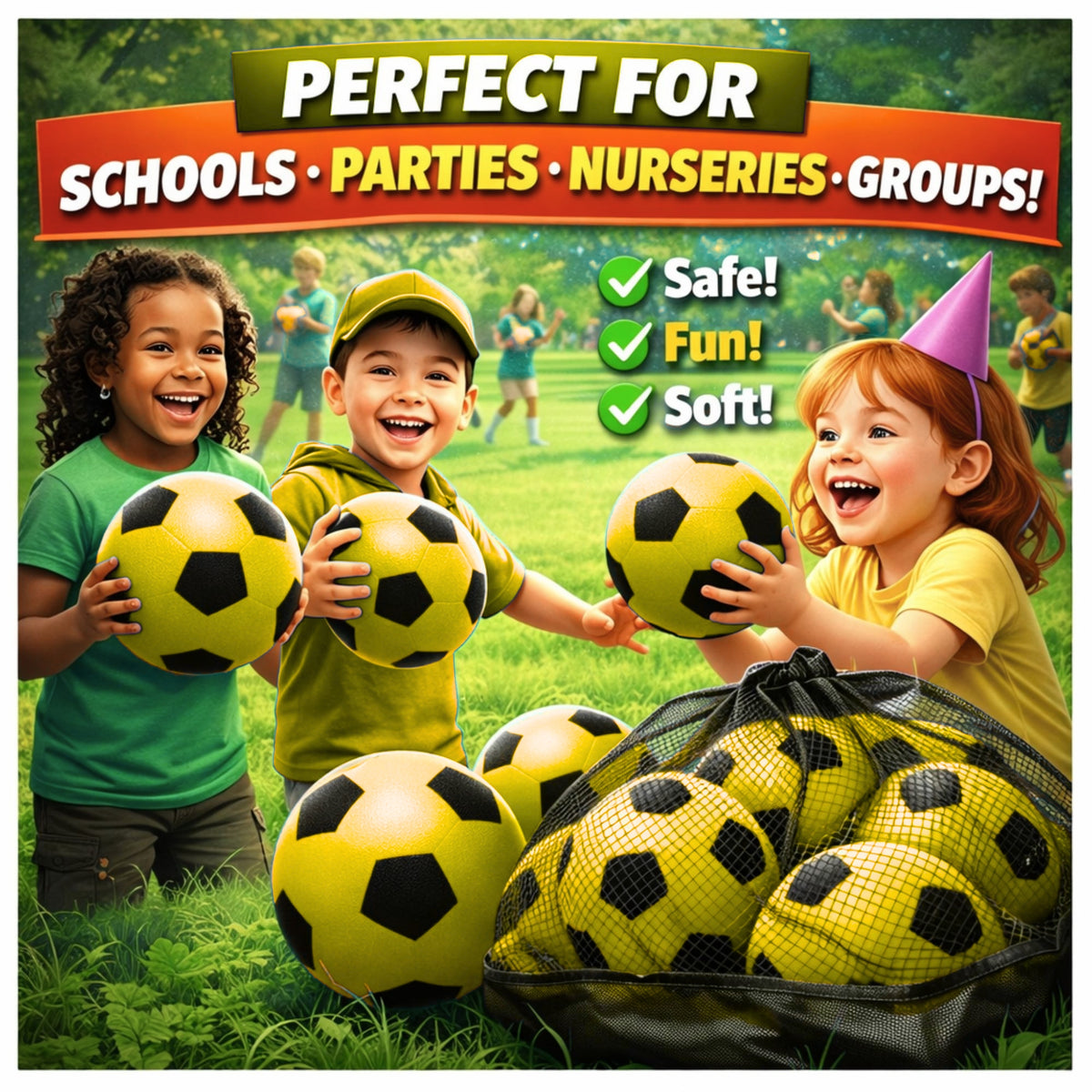 Foam Football Pack Of 12 - Yellow