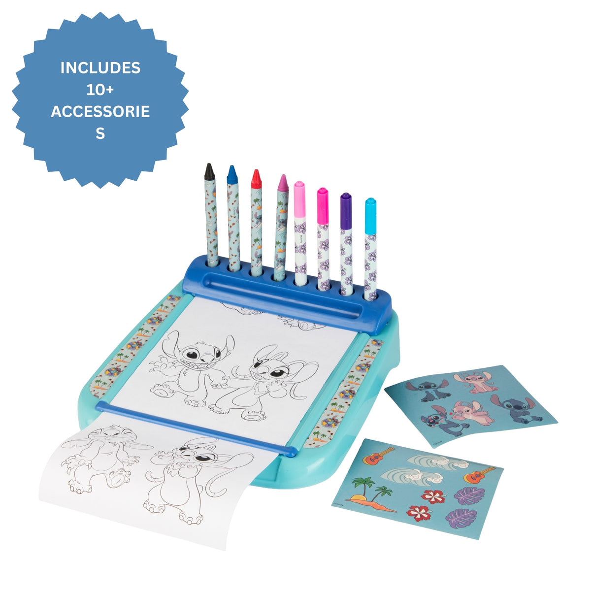 Disney Stitch Roll & Go Colouring Station with 10+ Accessories – Portable Art Set