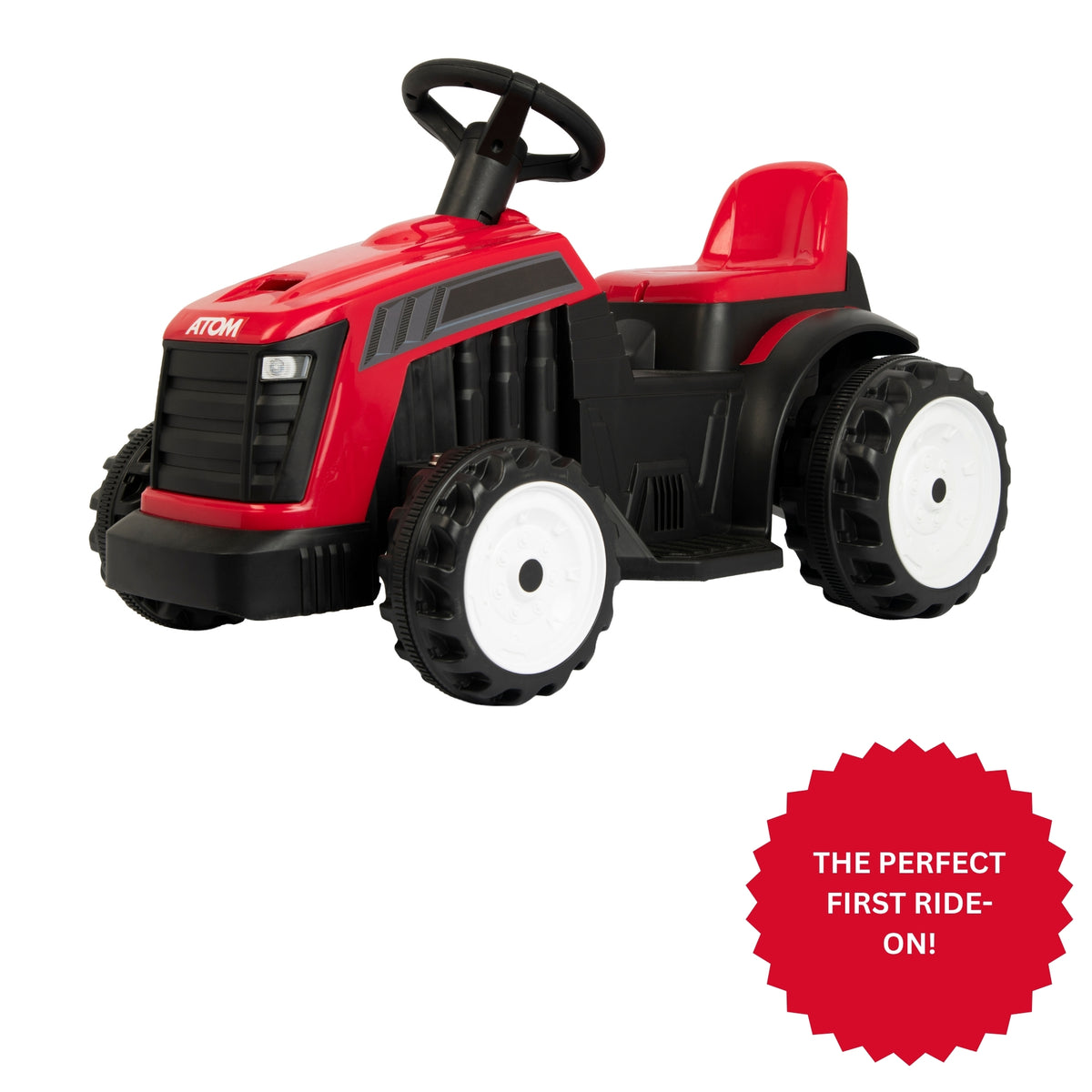 ATOM 6V Electric Ride On Tractor With Trailer - Red