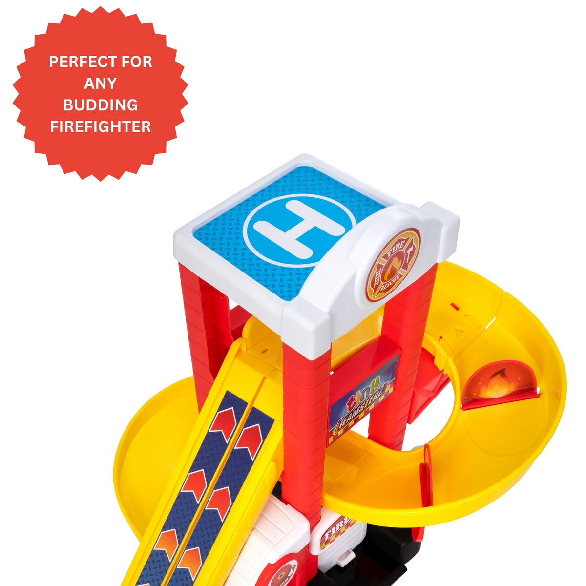 Tiny Teamsterz Beep & Go Fire Station HQ - Includes 1 Fire Engine