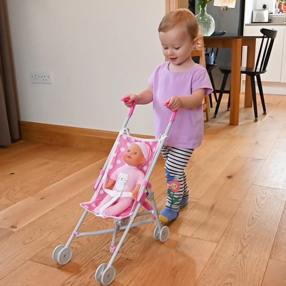 Dolly Tots Single Dolls Stroller - Pink