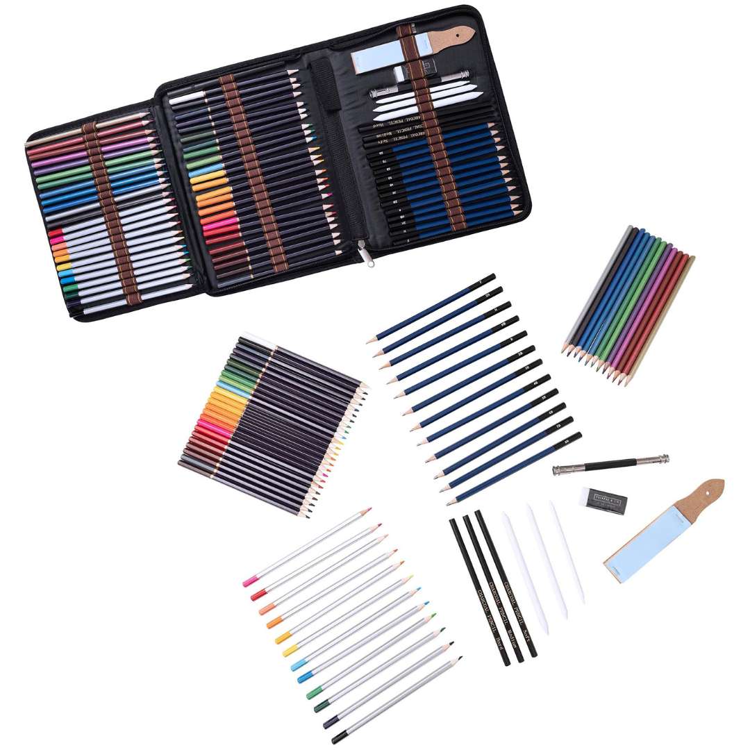 72 Piece Pencil Drawing Set + A4 40 Sheet Premium Quality Sketch Pad Bundle
