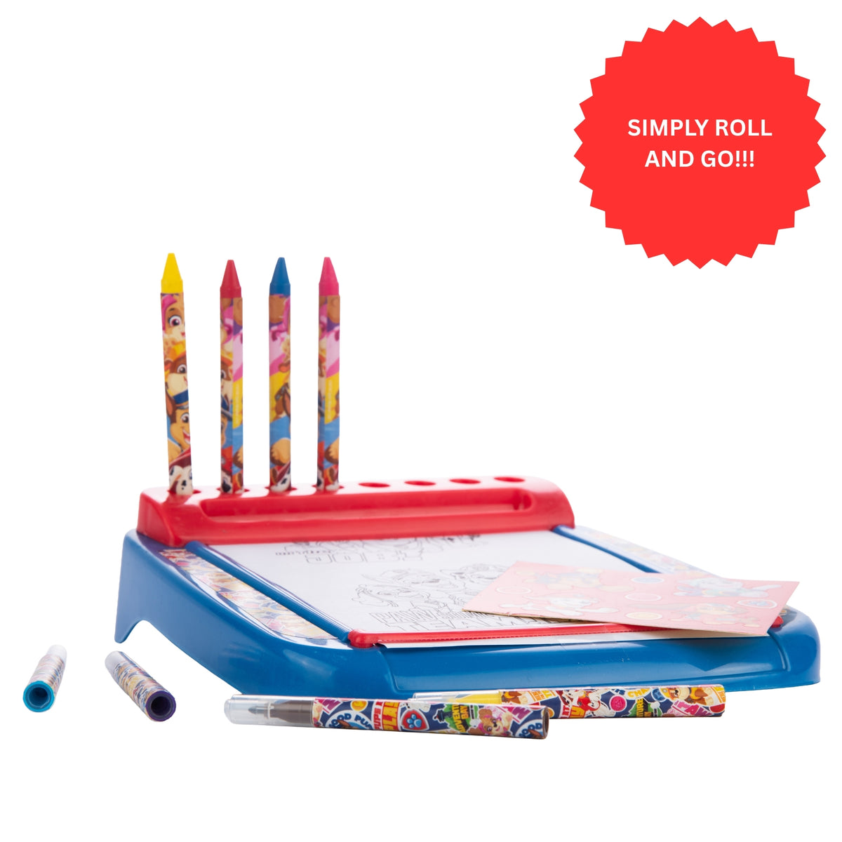 Paw Patrol Roll & Go Colouring Station - 10+ Accessories