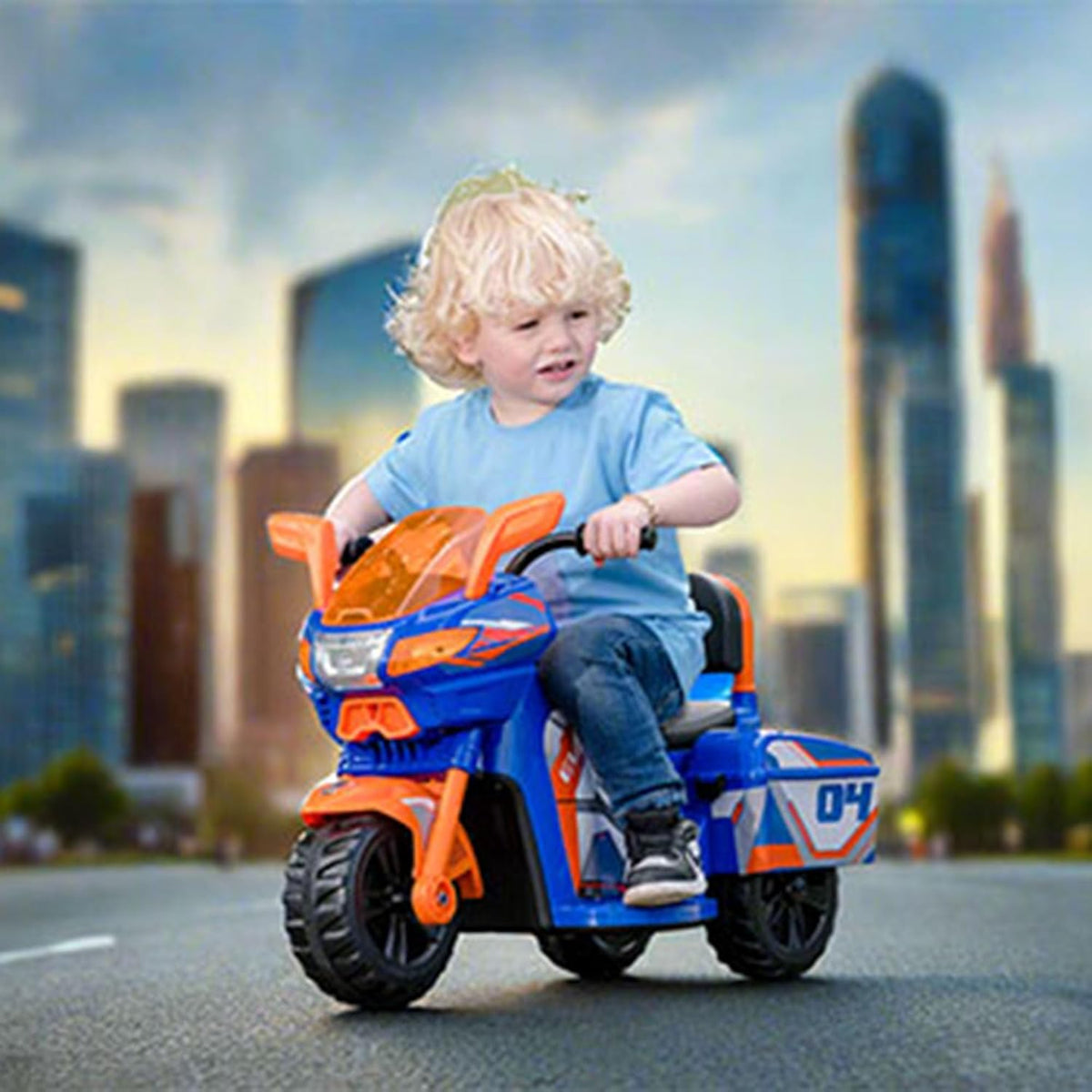 EVO 6v Kids Electric Ride-On Zoom Sports Bike - Blue