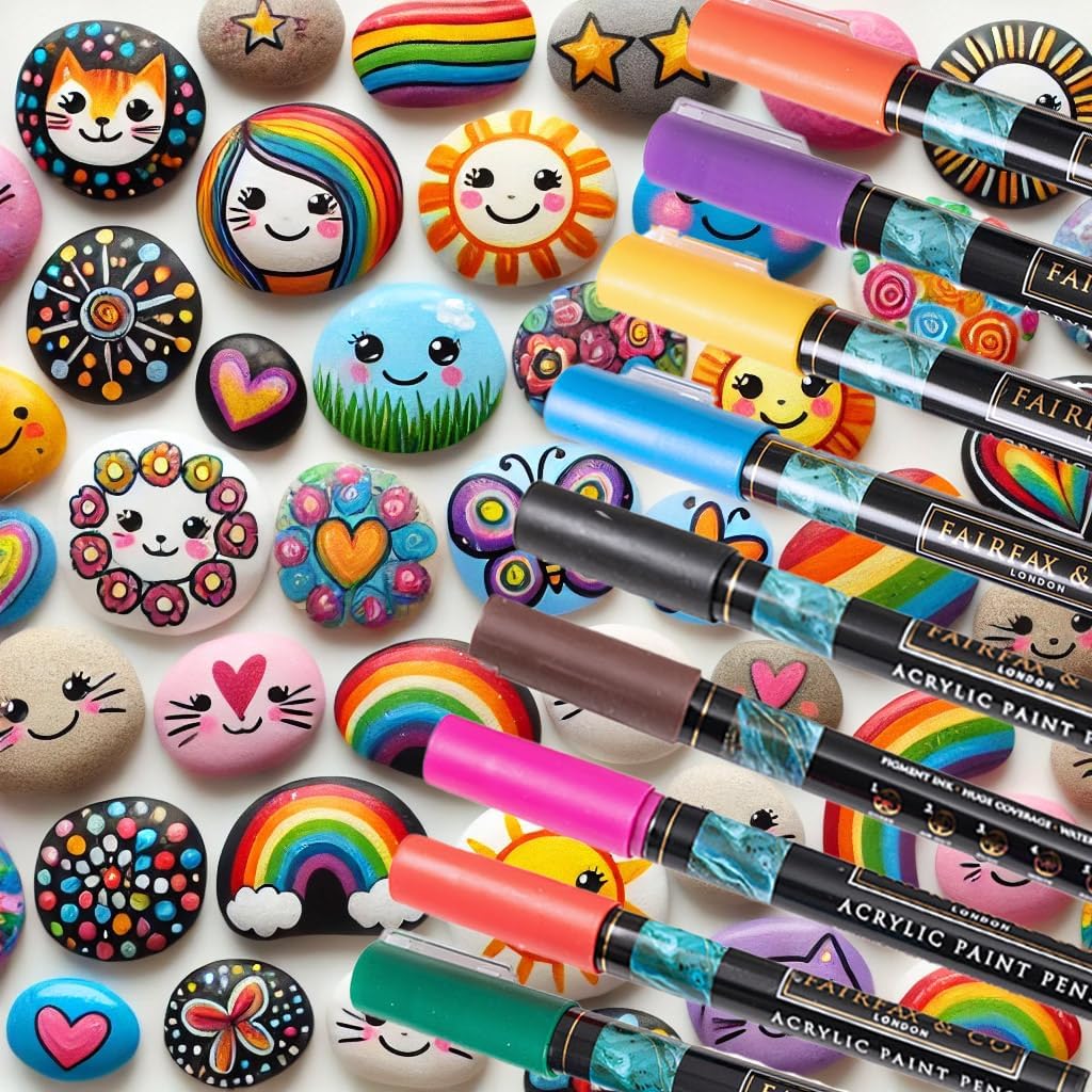 FairFax & Co Acrylic Paint Pen Set – 12 Deluxe Multi-Surface Art Markers