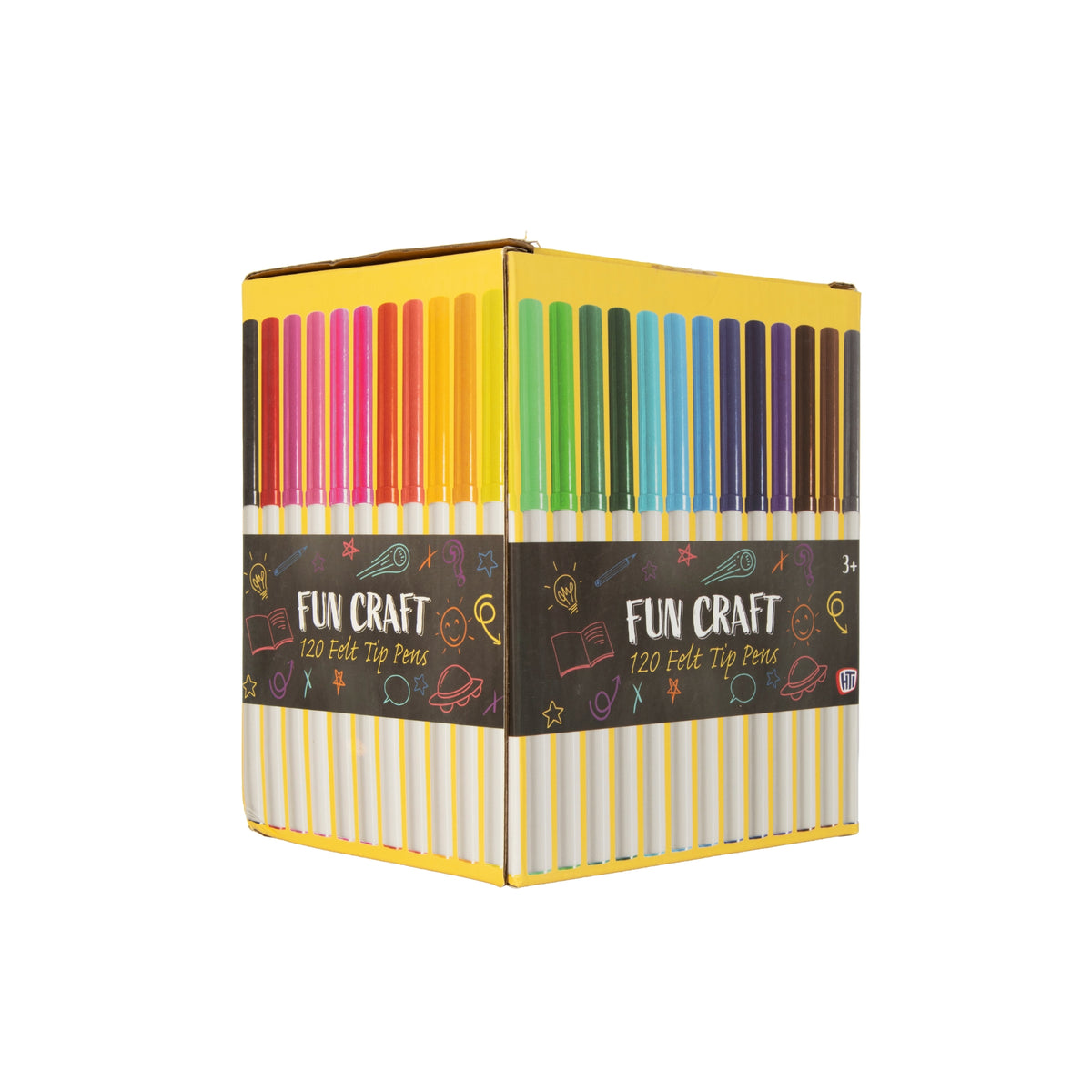 Fun Craft 120 Coloured Felt Tip Pens – Kids Colouring & Drawing Marker Set