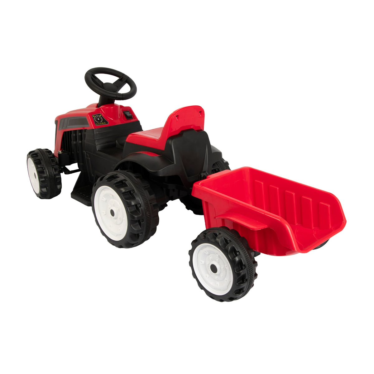 ATOM 6V Electric Ride On Tractor With Trailer - Red