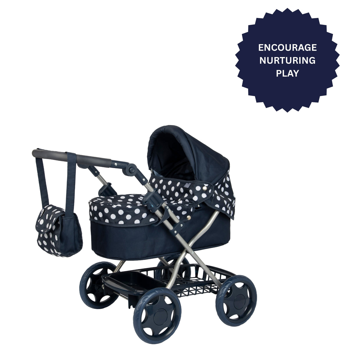 Dolly Tots Cherish Dolls Pram - Navy
