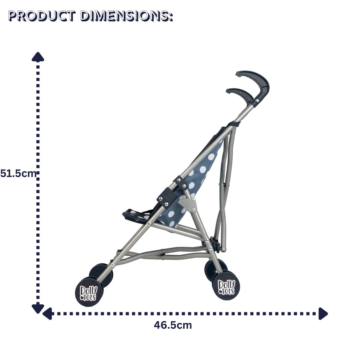 Dolly Tots Single Dolls Stroller - Navy