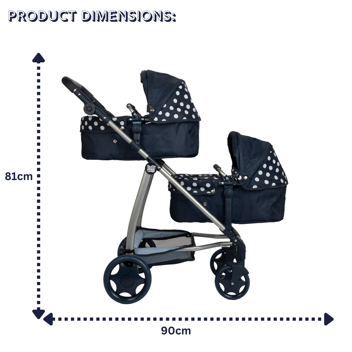 Dolly Tots Twin Dolls Pram - Navy