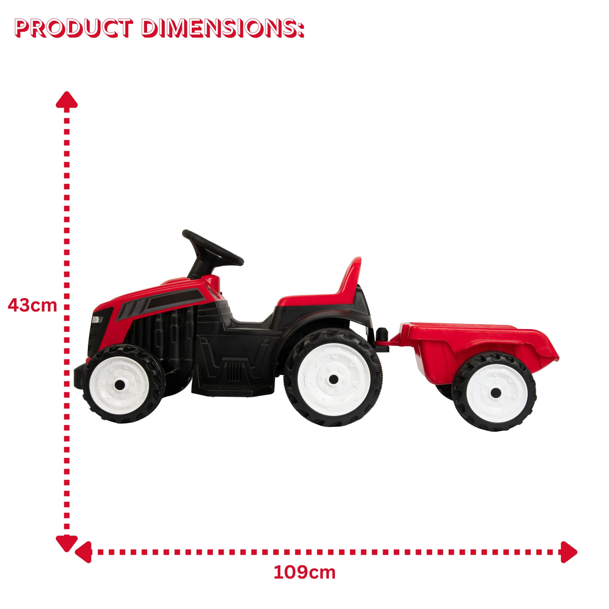 ATOM 6V Electric Ride On Tractor With Trailer - Red