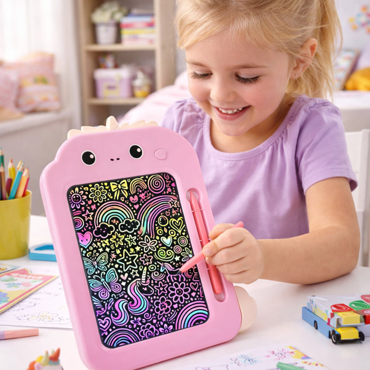 Fun Craft LCD Writing Tablet – Unicorn Reusable Kids Drawing & Doodle Board