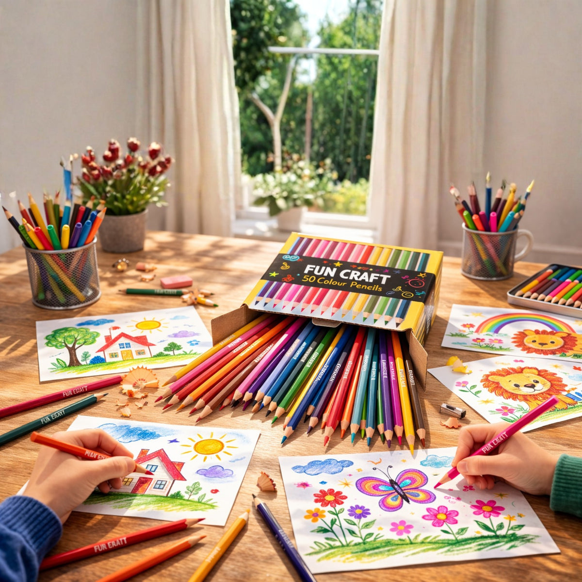 Fun Craft 200 Coloured Pencils – Kids Colouring & Drawing Set