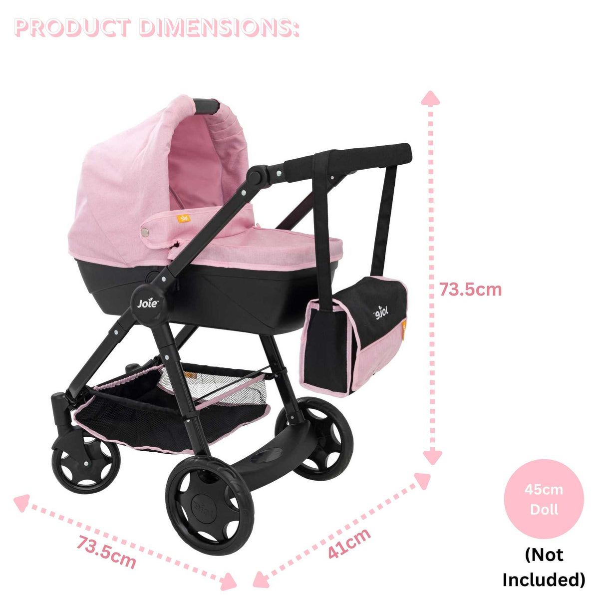Joie Mytrax Dolls Pram - Pink & Black