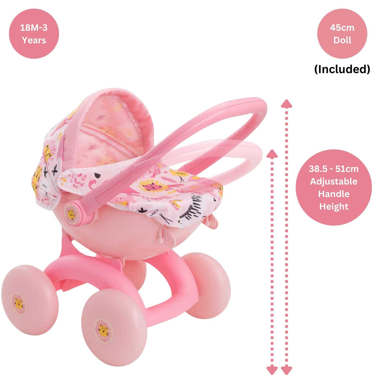 BabyBoo My First 4 in 1 Dolls Pram - Jungle
