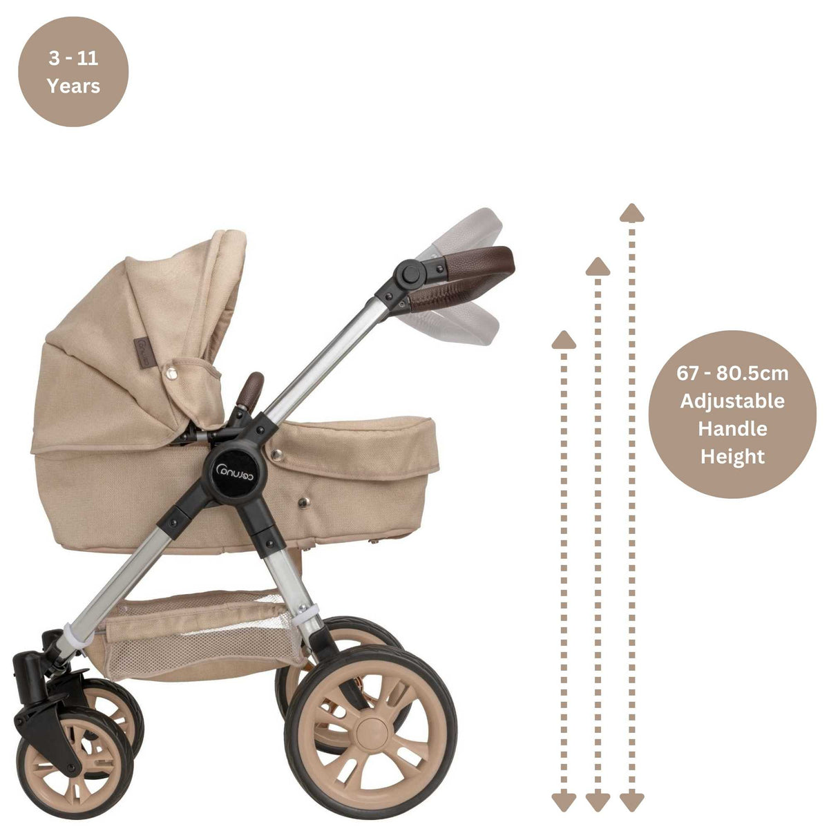 Celuna Premium Vogue Stone Dolls Pram - Two Pram Modes