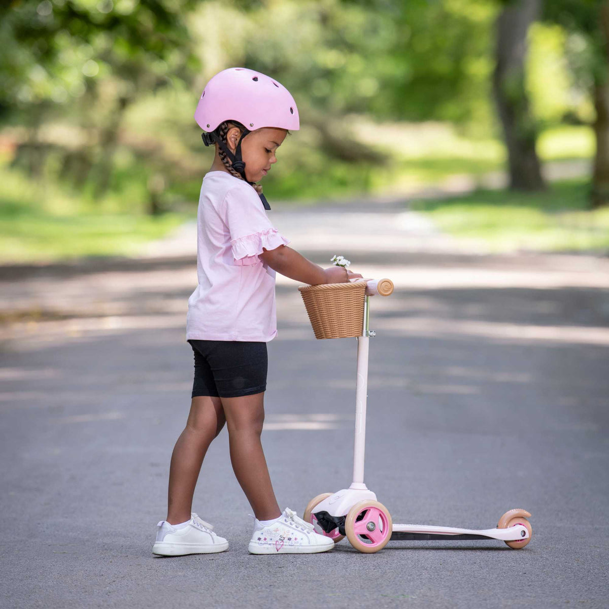 EVO Mini Cruiser Scooter With Basket - Pink