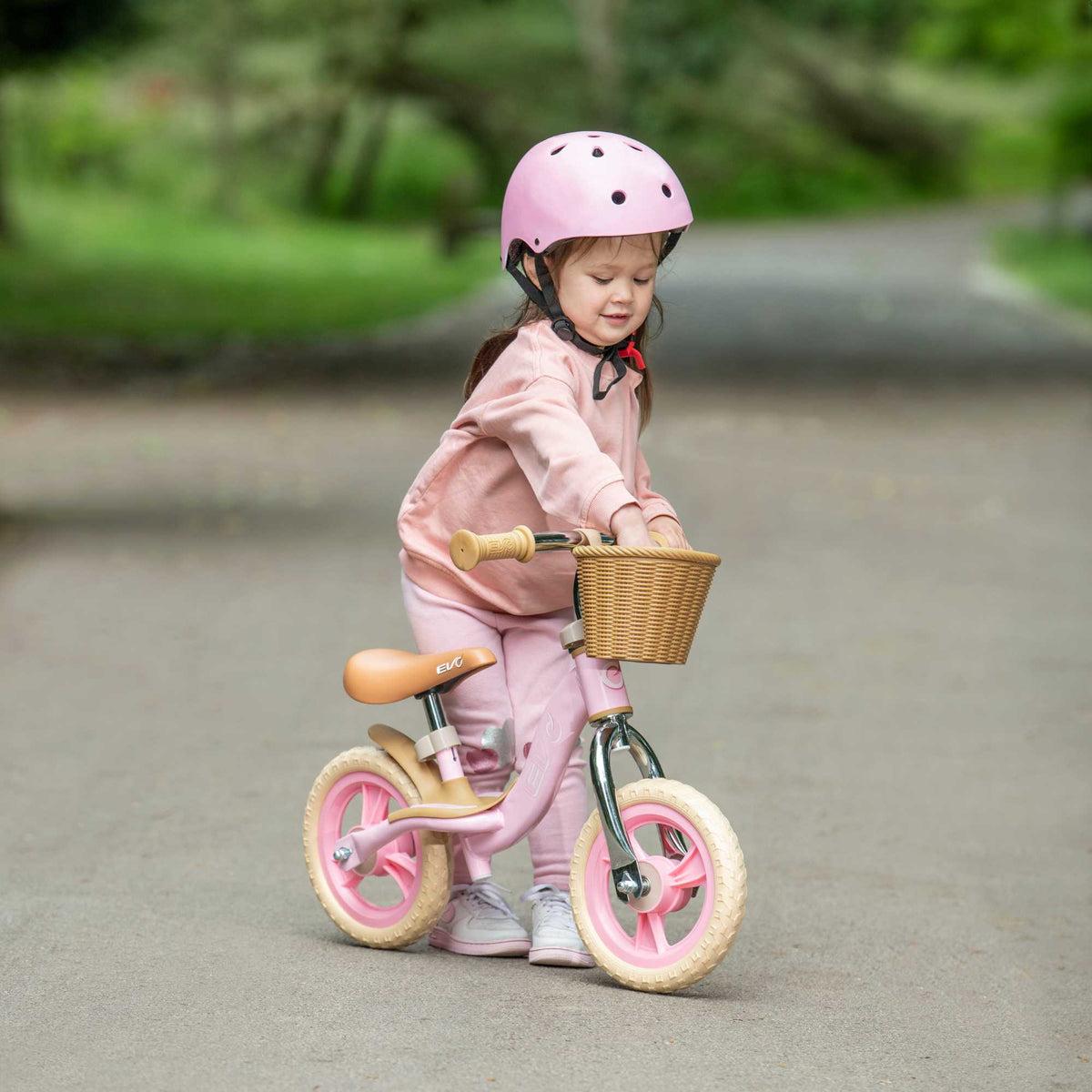 EVO 10" Glider Balance Bike With Basket - Pink