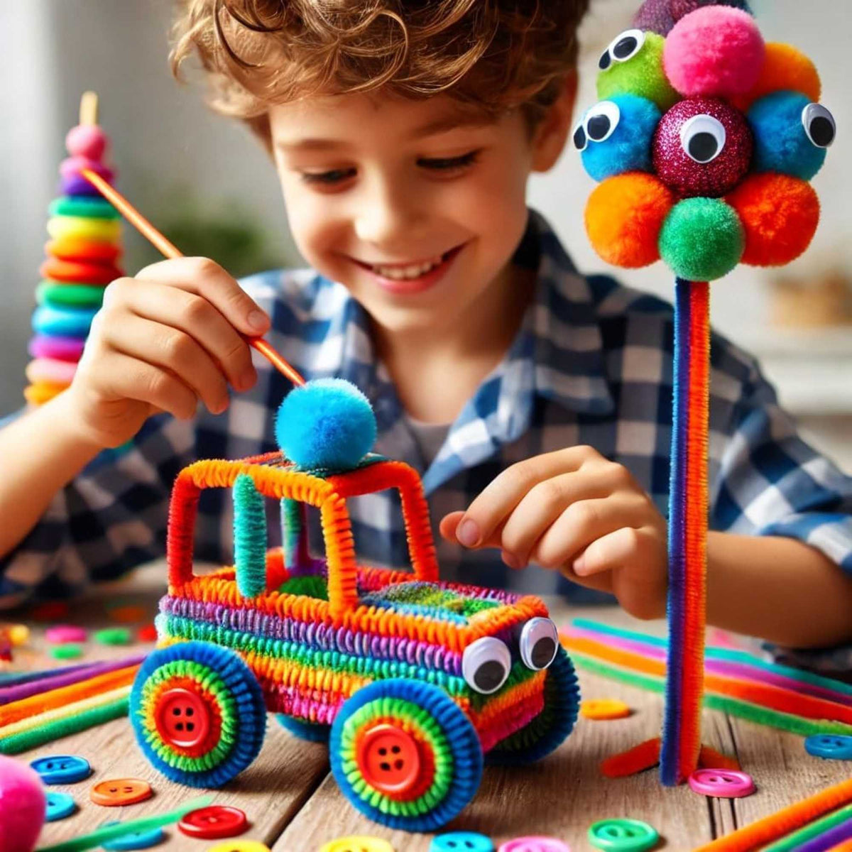 Fun Craft Jumbo Arts & Crafts Kit – 400+ Piece Kids Craft Supplies Set with Storage Box
