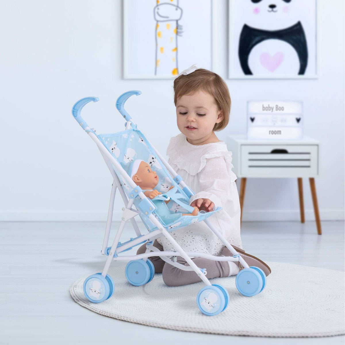 BabyBoo Kitty Doll Stroller - Blue